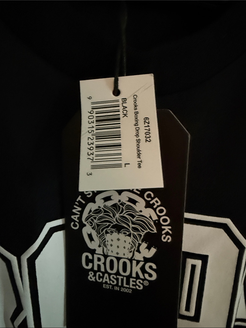 Crooks & Castles Black drop shoulder Tee with Red Boxing Glove Graphic - Picture 2 of 7